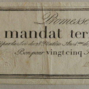 B009 Mandat territorial de 25 Francs An 4
