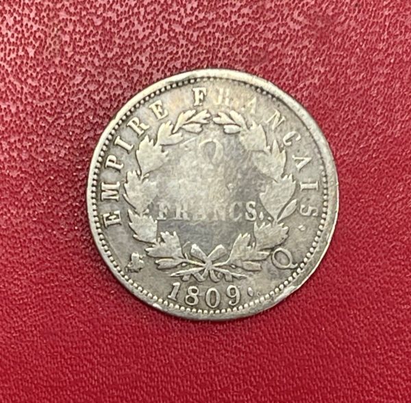 Belle monnaie Napoléon Ier 2 Francs, au revers Empire, 1809 Q