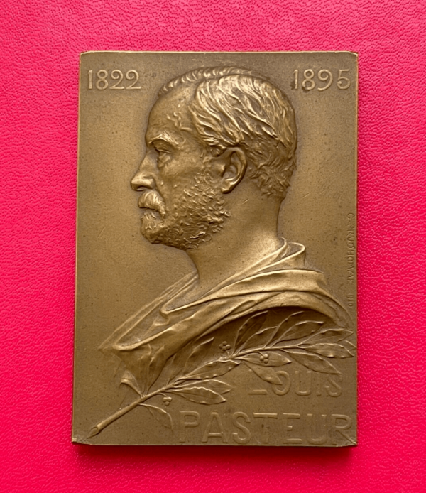 Très belle plaque en bronze LOUIS PASTEUR. 1822 - 1895. 1910