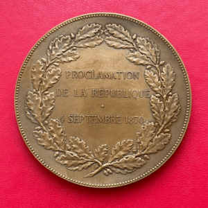 Belle médaille en bronze, Proclamation de la république 4 Septembre 1870