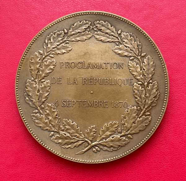 Belle médaille en bronze, Proclamation de la république 4 Septembre 1870